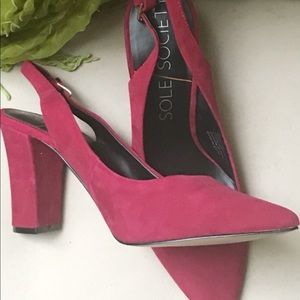 SOLE SOCIETY Dark Red Suede Heels